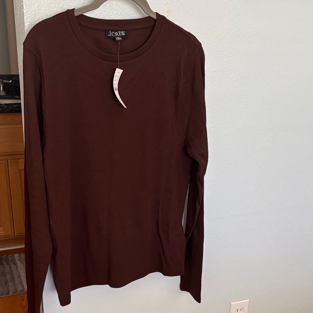 J. Crew Long Sleeve Crewneck Top - Chocolate Brown